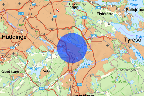 Trångsund 07 februari 18.32, Trafikolycka, Huddinge