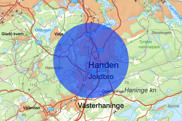 Handen 14 december 22.06, Trafikolycka, personskada, Haninge