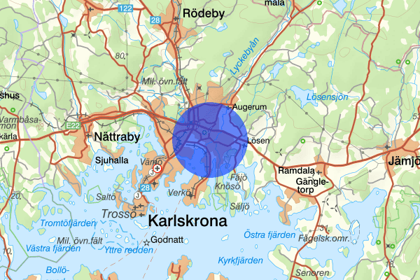Lyckeby 14 januari 00.18, Rattfylleri, Karlskrona