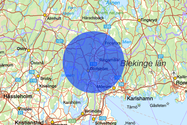 16 mars 21.54, Trafikolycka, Olofström