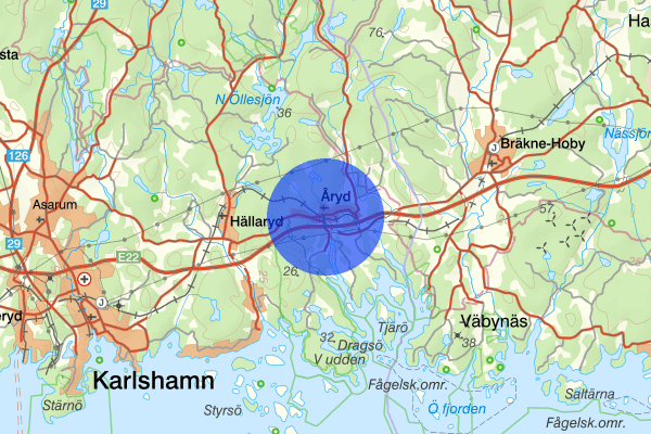 Åryd 25 mars 06.15, Polisinsats/kommendering, Karlshamn
