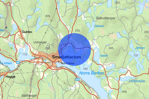 Rånäsberget 13 juni 18.59, Brand, Smedjebacken