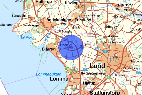 Flädie 30 juni 20.56, Trafikolycka, Lomma