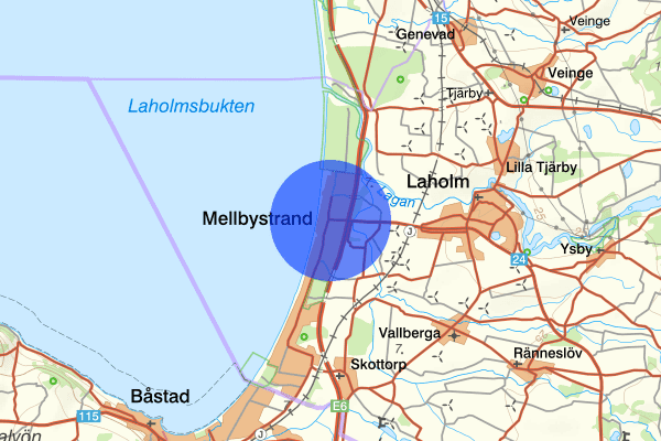 Mellbystrand 07 juli 06.59, Sammanfattning kväll och natt, Hallands län
