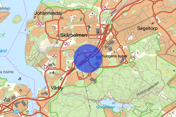 Förbifart Stockholm 11 juli 22.10, Skottlossning, Huddinge