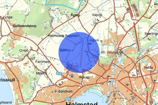 Halmstads Flygplats 14 juli 19.39, Olaga hot, Halmstad