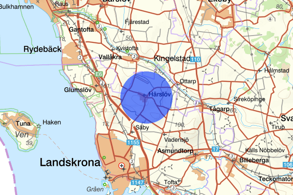 Härslöv 15 augusti 10.25, Arbetsplatsolycka, Landskrona