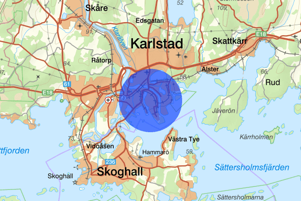 Lamberget 26 augusti 12.27, Räddningsinsats, Karlstad