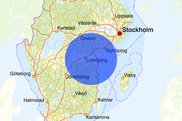 Östergötlands län 21 oktober 08.00, Sammanfattning kväll och natt, Östergötlands län