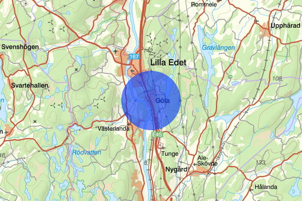 Göta 05 februari 07.23, Trafikolycka, vilt, Lilla edet