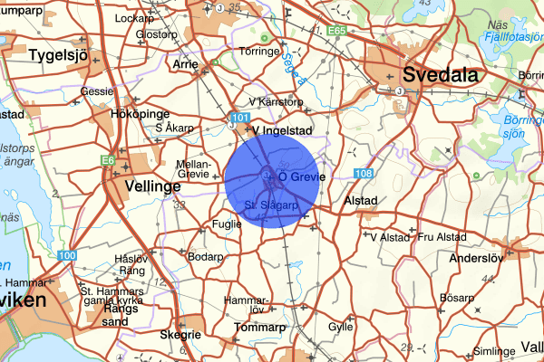 Östra Grevie 22 februari 20.03, Trafikolycka, singel, Trelleborg