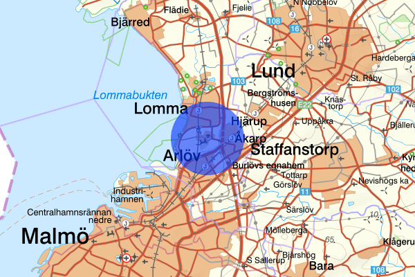 Alnarp 25 april 21.30, Trafikolycka, Lomma