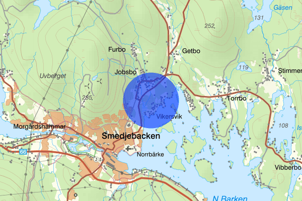 W 635 15 juni 12.25, Trafikolycka, Smedjebacken