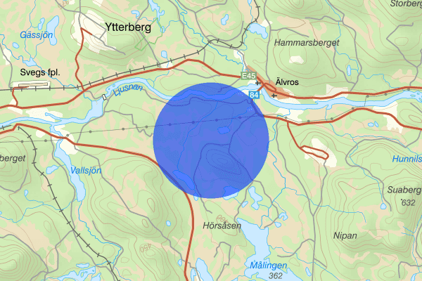 Förbifart Sveg 26 juni 11.39, Trafikolycka, vilt, Berg