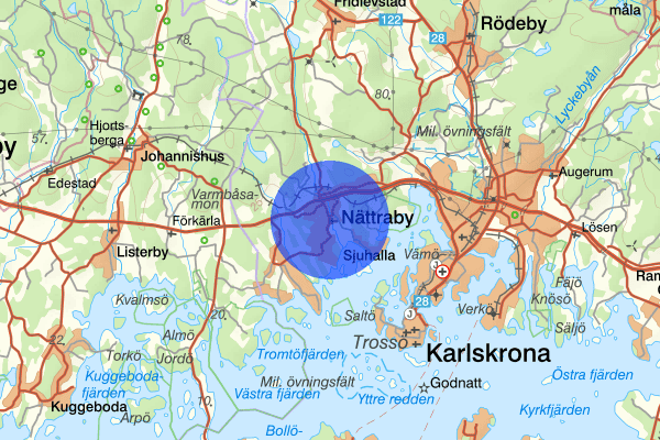 Nättraby 6 juli 23.29, Rattfylleri, Karlskrona
