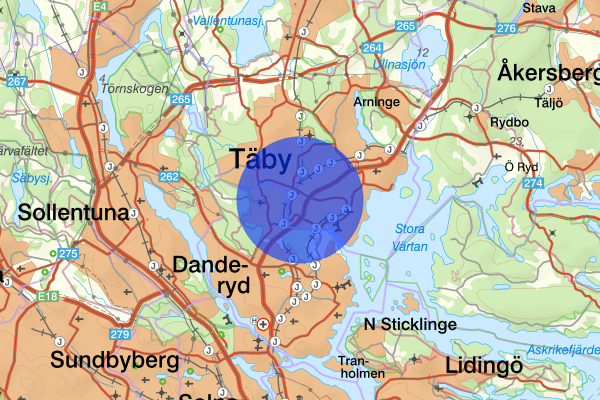 Roslags-Näsby 20 juli 19.15, Trafikhinder, Täby