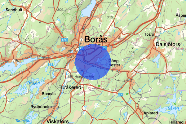 Trandared 1 augusti 19.33, Farligt föremål, misstänkt, Borås