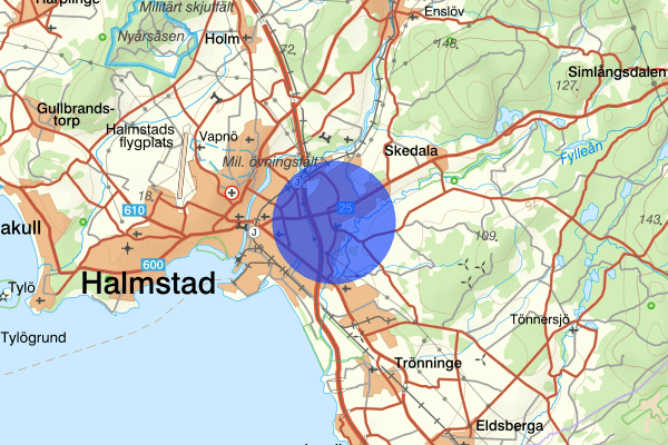 Snöstorp 13 augusti 17.35, Knivlagen, Halmstad
