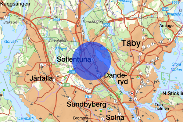 Tureberg 14 augusti 21.39, Trafikolycka, personskada, Sollentuna