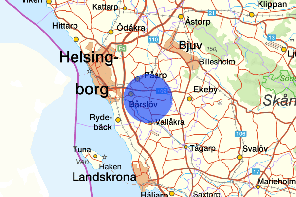Bårslöv 21 augusti 13.13, Trafikolycka, singel, Helsingborg