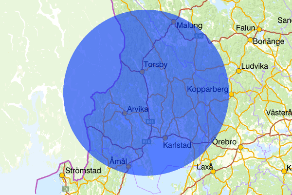 Värmlands län 23 augusti 07.20, Sammanfattning natt, Värmlands län
