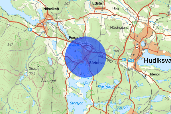 Sörforsa 15 oktober 20.53, Försvunnen person, Hudiksvall