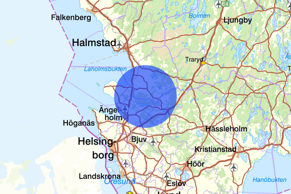 Hallandsåsen 22 oktober 15.39, Trafikhinder, Båstad