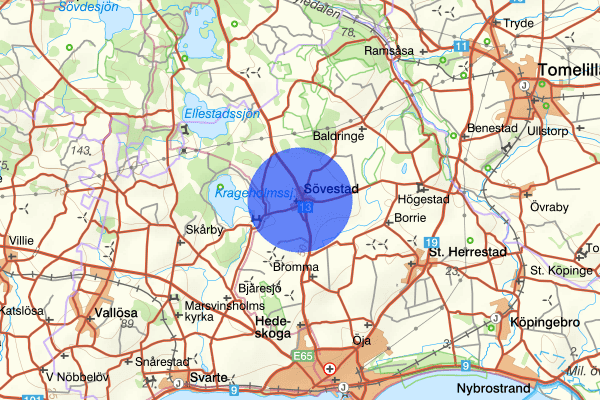 Sövestad 03 januari 19.10, Trafikolycka, Ystad